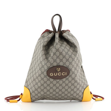 Gucci Animalier Drawstring Backpack GG Coated Canvas Large