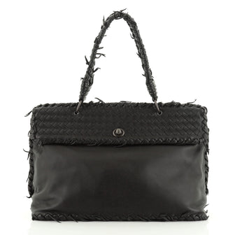 Tiina Bag Fringe Leather with Intrecciato Detail Large