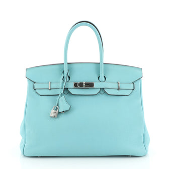Hermes Birkin Handbag Blue Togo with Palladium Hardware 35