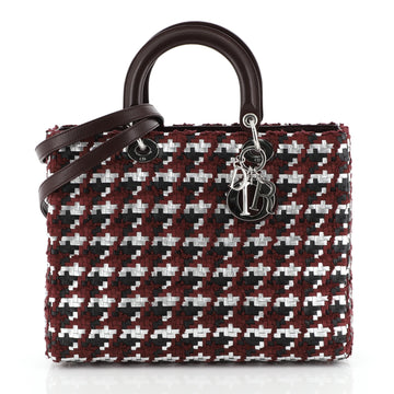 Christian Dior Lady Dior Bag Woven Leather with Tweed Large
