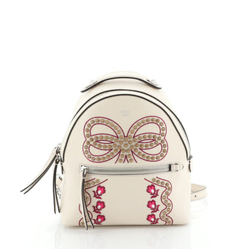 Fendi Front Zip Backpack Embellished Leather Mini