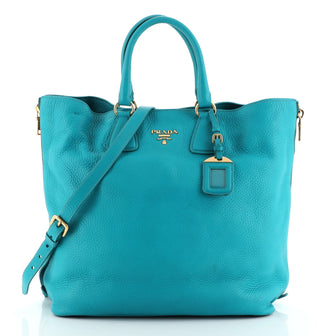 Prada Side Zip Convertible Shopper Tote Vitello Daino Large