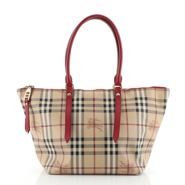 Burberry Salisbury Tote Haymarket Coated Canvas Small