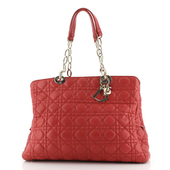 Christian Dior Soft Zipped Shopping Tote Cannage Quilt Lambskin Large