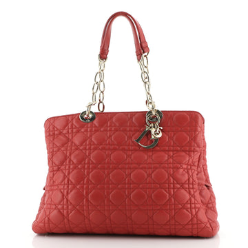 Christian Dior Soft Zipped Shopping Tote Cannage Quilt Lambskin Large
