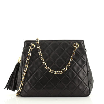 Vintage Tassel Shoulder Bag Quilted Leather Medium