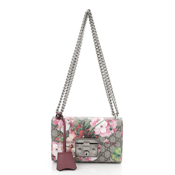 Gucci Padlock Shoulder Bag Blooms Print GG Coated Canvas Small
