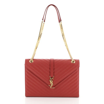 Saint Laurent Classic Monogram Envelope Satchel Matelasse Chevron Leather Large