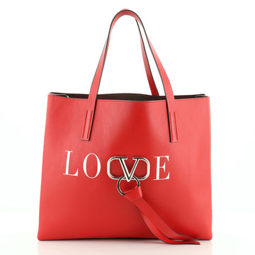 V-Ring Love Shopper Tote Leather East West