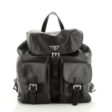 Prada Double Pocket Drawstring Backpack Soft Calfskin Medium