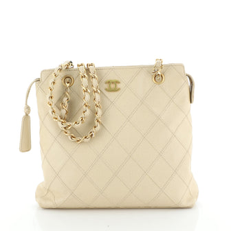 Chanel Vintage Chain Tote Quilted Caviar Small