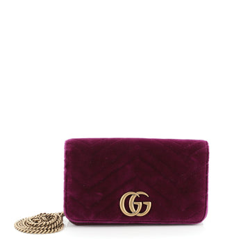 Gucci GG Marmont Chain Flap Bag Matelasse Velvet Mini