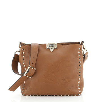 Rockstud Flip Lock Messenger Bag Leather Small
