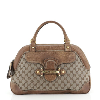 Gucci New Pelham Bowler Bag GG Canvas with Leather Large