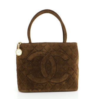Chanel Medallion Tote Quilted Suede 