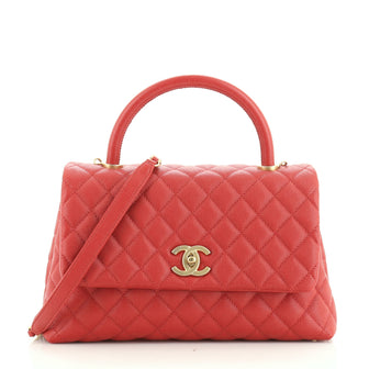 Coco Top Handle Bag Quilted Caviar Small