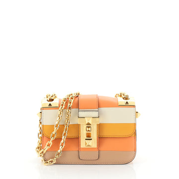 Valentino B-Rockstud Shoulder Bag Striped Leather Small