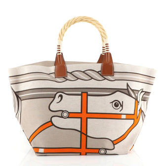 Sac Steeple Tote Printed Toile with Wood