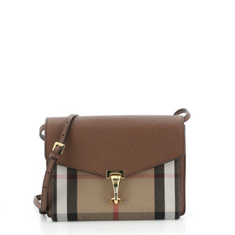 Burberry Macken Crossbody Bag Leather and House Check Canvas Small