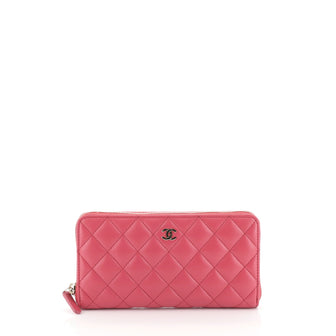 Chanel Zip Around Wallet Quilted Lambskin Long
