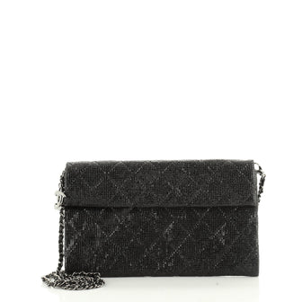Chain Clutch Quilted Glittered Calfskin