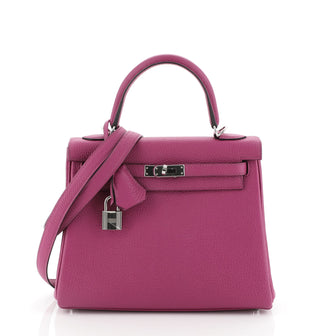 Hermes Kelly Handbag Pink Togo with Palladium Hardware 25