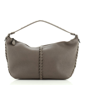 Bottega Veneta Barolo Hobo Leather with Intrecciato Detail Small