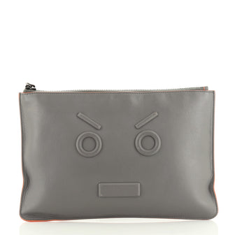 Fendi Faces Pouch Leather Medium