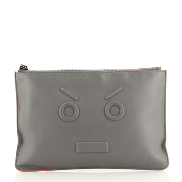 Fendi Faces Pouch Leather Medium