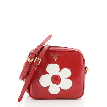 Prada Flowers Crossbody Bag Vernice Saffiano Leather Small