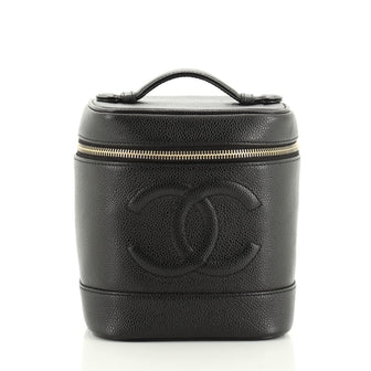 Chanel Vintage Timeless Cosmetic Case Caviar Tall