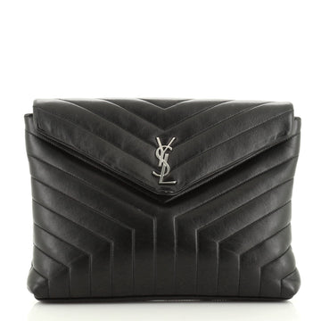 Saint Laurent LouLou Document Clutch Matelasse Chevron Leather 