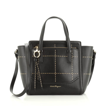 Salvatore Ferragamo Amy Tote Stitched Leather Mini