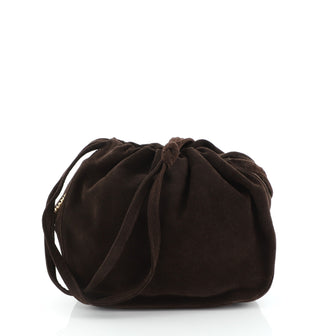Chanel Vintage Drawstring Bucket Crossbody Suede Small