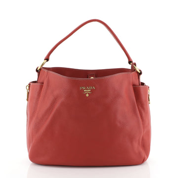 Prada Side Pocket Zip Hobo Vitello Daino Large