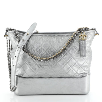 Chanel Gabrielle Hobo Quilted Metallic Aged Calfskin Medium