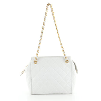 Chanel Vintage Zipped Chain Tote Quilted Caviar Small