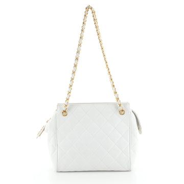 Chanel Vintage Zipped Chain Tote Quilted Caviar Small