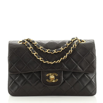 Chanel Vintage Classic Double Flap Bag Quilted Lambskin Small