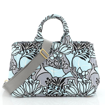 Prada Canapa Convertible Tote Printed Canvas Medium