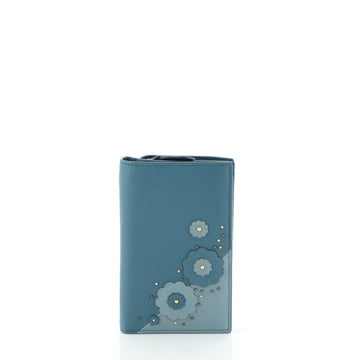 Bottega Veneta Bifold Wallet Leather with Floral Applique Vertical