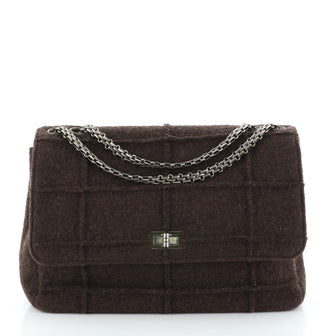Chanel Chocolate Bar Mademoiselle Flap Bag Quilted Wool Jumbo