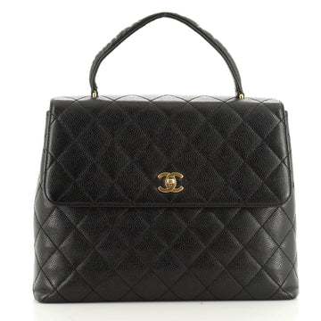 Vintage Classic Top Handle Flap Bag Quilted Caviar Jumbo