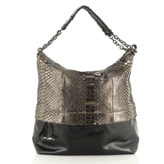 Chain Hobo Python and Leather Large