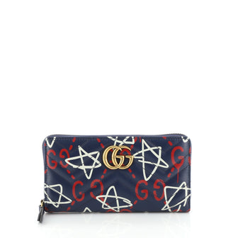 Gucci GG Marmont Zip Around Wallet GucciGhost Matelasse Leather 