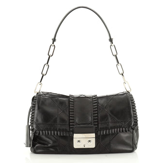 Christian Dior New Lock Ruffle Flap Bag Cannage Quilt Lambskin Small