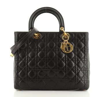 Christian Dior Vintage Lady Dior Bag Cannage Quilt Lambskin Large