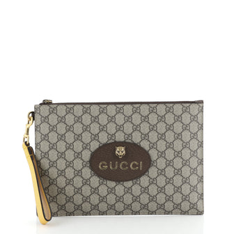 Gucci Animalier Wristlet Clutch GG Coated Canvas Medium