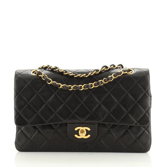 Chanel Vintage Classic Double Flap Bag Quilted Lambskin Medium