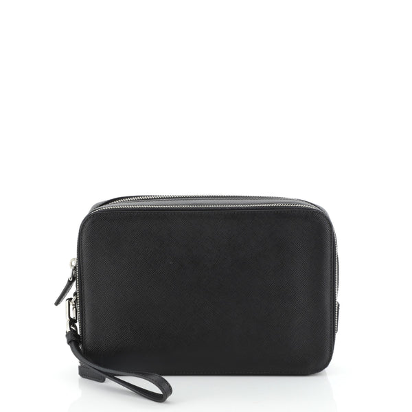 Prada Wristlet Travel Organizer Saffiano Leather Black 50163386